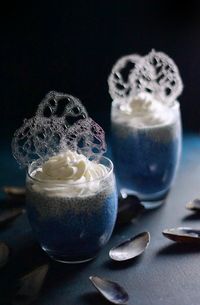 This beautiful layered dessert is reminiscent of deep blue oceans ...
