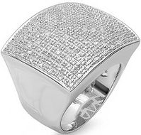 0.50 CT Platinum Plated Sterling Silver Fancy Design Round Diamond Men's Flashy Hip Hop Iced Pinky Ring. #ring #jewelry #SterlingSilver