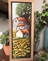 Marie Wheeler Art on Instagram: “The stucco houses surround by a field of flowers got a rough wood frame. I also added some highlights throughout where I though it was…”