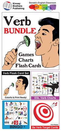 This bundle offers a treasure trove of verb activities including Bingo, Tic-Tac-Toe, and I Have/Who Has activities. Verb Flash Cards and Verb Charts give you tools for vocabulary activities and interactive notebooks!