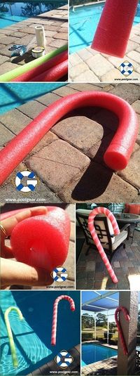 Candy cane pool noodles > boring regular pool noodles. | How To Celebrate Christmas In July The Way It Deserves To Be Celebrated