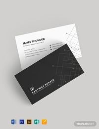 Instantly Download Computer Repair Business Card Template, Sample & Example in Microsoft Word (DOC), Adobe Photoshop (PSD), Apple Pages, Microsoft Publisher, Adobe Illustrator (AI) Format. Available in 3.5x2 inches + Bleed. Quickly Customize. Easily Editable & Printable.