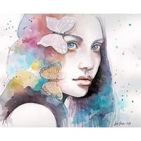 Lady with a butterfly, watercolor painting by Jane Beata on DeviantArt #janebeata #artist #watercolorart #watercolor #watercolorportraiture