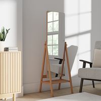 Oak Wooden Full Length Mirror with Shelf | Dunelm