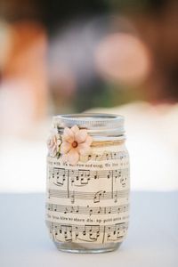 Mason Jars with Sheet Music - candle inside looks awesome!