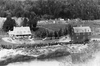size: 18x12in Art Print: Aerial View of Benson's Tavern - Guerneville, CA by Lantern Press :