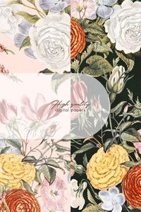 Vintage Floral Digital Paper Set Cottagecore Wildflower/ - Etsy