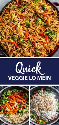 Quick veggie lo mein, the perfect easy family dinner. This recipe is better than any takeout. #veggielomein
