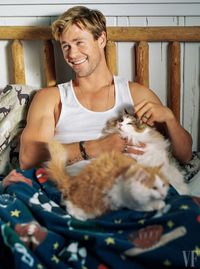 HELLO KITTYHemsworth and some furry friends.