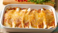 These 5-ingredient enchiladas are about to make dinners way, way easier. Budget-friendly ingredients like ground beef, plus a quick no-roll technique for putting them together, means this flavorful casserole is equal parts money- and sanity-saving. They’re ready for the oven in just 20 minutes, so you can get on with your life, and the handfuls of melty cheese on top will make even your pickiest eaters happy. If all that wasn’t enough, we’ve also included make-ahead directions, so you can even