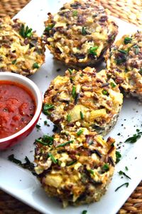 Crispy Quinoa Bites (swap onion for shredded turnip and mozz for hard goat cheese)
