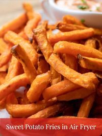 These delicious Frozen Sweet Potato Fries cooked in Air Fryer are extremely easy to make and ready in just 20 minutes! They come out perfectly seasoned and crispy each time and are great to serve as a healthy side dish or a snack.