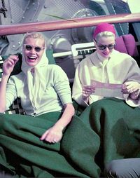 Grace Kelly and her sister Peggy en route to Monaco aboard the SS Constitution, 1956
