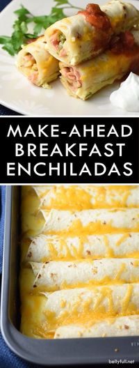 This Make-Ahead Breakfast Enchiladas recipe is a super easy and delicious casserole that can be made the night before and baked the next day!