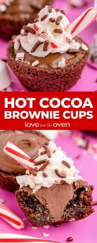 Hot Chocolate Brownie Cups are an adorably sweet treat that are perfect for the holiday season. You will be surprised how easy these cute brownie