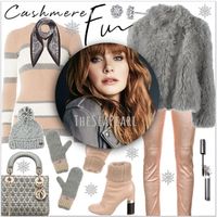 Cashmere Chic: Blush Pink & Gray #theseapearl #winterstyle #chicstyle #cashmere #fauxfurjackets #ankleboots #metallicsilk #skinnyjeans