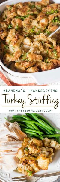 My Grandma's Thanksgiving Turkey Stuffing has stood the test of time. This buttery, savory, melt-in-your-mouth stuffing is the best stuffing recipe around!