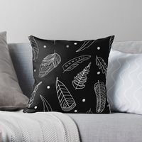 "White Feather Hand Drawn Scatter Pattern" Throw Pillow for Sale by NancyMerkle | Redbubble