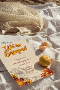 Whether you're a fan of disco, funk, or soul, our retro 70's engagement party invitation is the perfect way to invite your guests to join you in celebrating your love. This design is perfect for couples who want to bring a touch of funky and groovy to their big day. The bold colours and geometric patterns are inspired by the vibrant and lively styles of the decade and will give your guests a taste of the fun and unique atmosphere they can expect at your wedding.