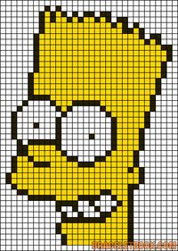 Free Bart Simpson Hama Perler Bead Pattern or Cross Stitch Chart