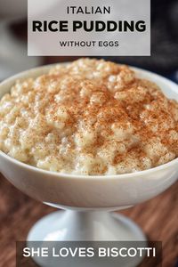 This Italian rice pudding made with arborio rice is the ultimate comfort food. It is perfectly flavored with a vanilla bean and made without eggs. Whether you're looking for an easy dessert idea or a comforting dish to enjoy any time of teh year, this creamy rice pudding is just what you need!