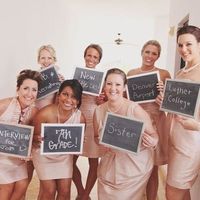 A cute photo op with your bridesmaids that lets you reminisce how far in your friendship you’ve come. | 42 Impossibly Fun Wedding Photo Ideas You'll Want To Steal