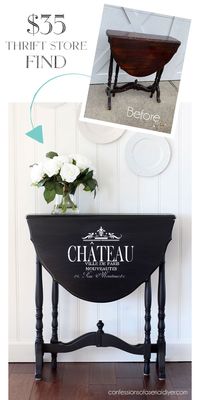 Petite Drop Leaf Table Makeover with Stencil
