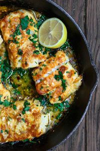 Best baked cod recipe out there! Prepared Greek style with a few spices and a mixture of lemon juice, olive oil and lots of garlic. Bakes in 15 mins!