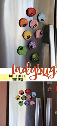 Ladybug crafts are always the cutest! Turn ladybugs into magnets using fabric scraps, felt, and cardstock. #ladybugcraft #ladybug #fabricscrap #recycledcrafts #summercrafts #kidscrafts #adultcrafts #magnet #magnetcrafts #felt