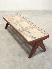 Teak & Cane Bench Pierre Jeanneret Style by PhantomHands on Etsy