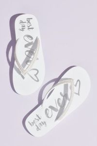 Best Day Ever Rhinestone Trim Flip Flops | David's Bridal