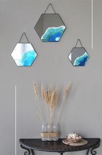 Set of 3 decorative mirrors with the sea will become an interesting decor for the living room in the farmhouse style, rustic or nautical style. This laconic decor will make the space stylish, as from the cover of a magazine