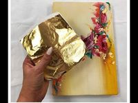 How to draw easy flowers painting with gold leaf/ Demonstration /Acrylic Technique by Julia Kotenko - YouTube
