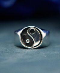 Men's sterling silver yin yang ring