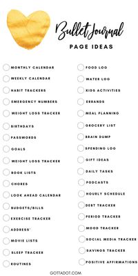 Bullet Journal Page Ideas | Gotta Dot