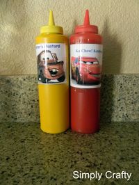 {Disney Cars Party} Mater's Mustard and KaChow Ketchup hahaha