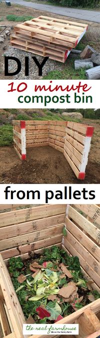 DIY 10 minute compost bin from pallets