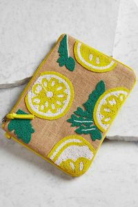 Beaded Lemon Burlap Clutch - summer party accessory love #bags #handbags #summer #casual