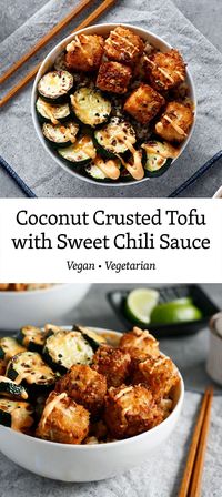 Coconut Crusted Tofu with Sweet Chili Sauce Vegan and Vegetarian