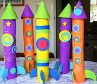 Rocket ship crafts and other cool ideas using paper towel rolls!!!