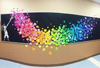 Dot Day Collaborative mural project! Each student painted a unique dot using two analogous colors. They were then arranged into a beautiful impactful mural. Photo Cred: @ artwithmrs.e