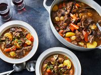 Classic beef stew is the perfect cold-weather dinner to make in your Dutch oven. Get the recipe at Food & Wine.