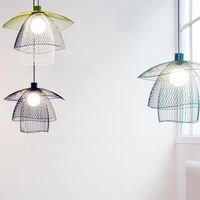 PAPILLON - Suspension Métal Bleu/Vert/Blanc Ø56cm Forestier