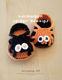 Halloween Spider Sandals Crochet PATTERN Kittying Crochet Pattern by kittying.com | Baby Booties Pattern, booties pattern, Crochet Pattern, Crochet Spider Pattern, fall season, Fall Season Crochet, Free Crochet Pattern, Free Crochet Patterns, Free Pattern, Halloween Baby Sandals, halloween baby shoes, halloween costumes, halloween day, halloween festival, Halloween Sandals, Halloween Spider, Moccasins, Preemie Pattern, Spider Applique, Spider Baby Booties, Spider Baby Slippers, Spider Sandals