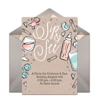 Check out one of our favorite free Sip & See invitations! Easily personalize and send via email for a Sip & See party to welcome a new baby. Love the whimsical hand-illustrations! #handmade