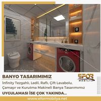 drying and washing machine cabinet with illuminated cimstone counter kurutma ve çamaşır makina dolabı işikli cimstone tezgahlı