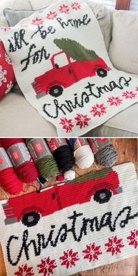 Cosy Christmas Crochet Blankets. I can't wait for the Holidays to be here already (although I must admit, that the wait and crocheting festive projects is super exciting!). Take a look at this amazing crochet throw in the pictures below. It will get you into festive mood and make sure that your home is ready for Christmas! #freecrochetpattern #blanket #throw