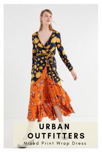#urbanoutfitters #afflink Mixed floral print midi dress from ZHU in a wrap design with a self-tie closure at the side. Topped with a surplice neckline and long sleeves with button cuffs + trimmed with a tiered ruffle hem for a flouncy, floaty finish.