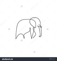 One line elephant design silhouette. Hand drawn minimalism style vector illustration