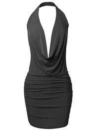 Made by Emma Women's Sexy Halter Neck Ruched Bodycon Backless Party Cocktail Mini Dress at Amazon Women’s Clothing store